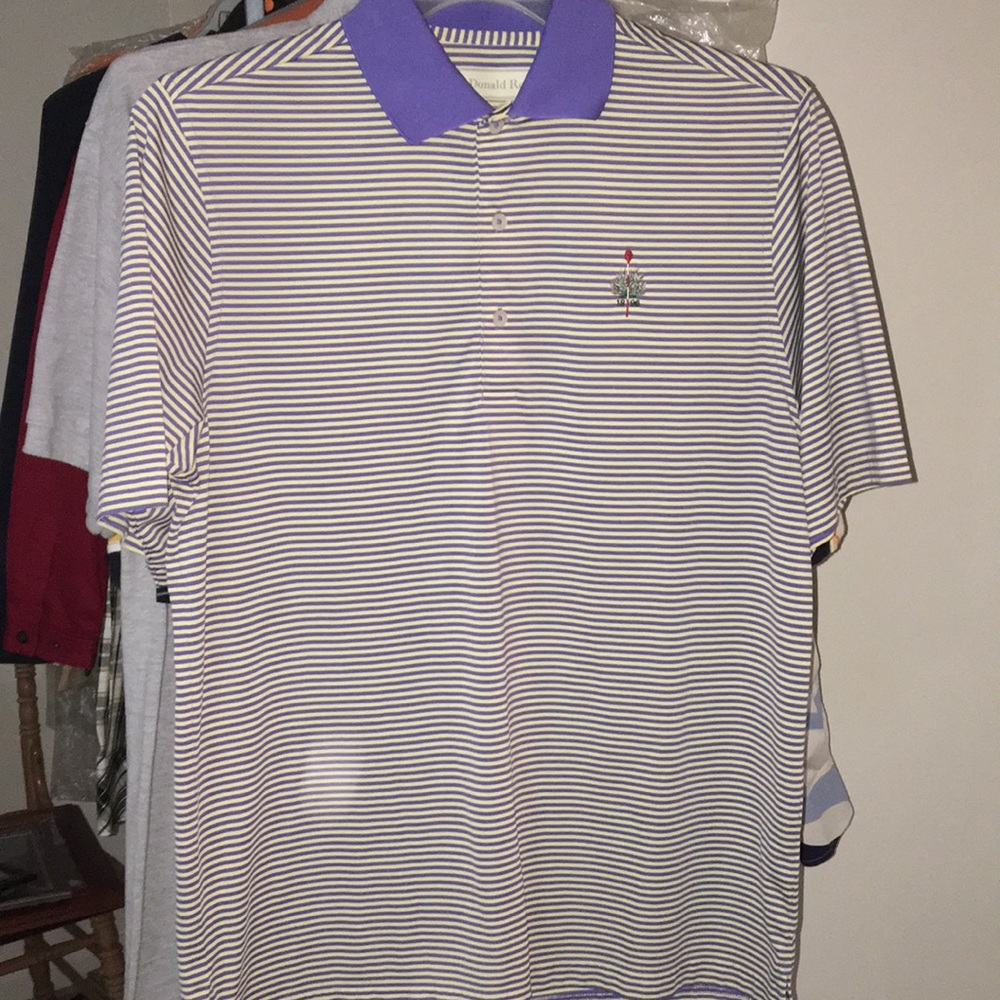 Greenish purple striped shirt